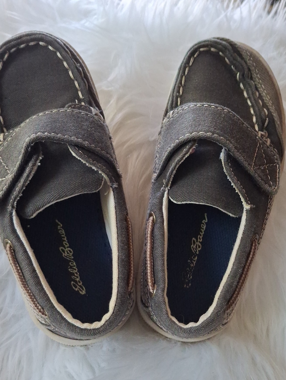 Eddie Bauer Boys/Toddler Gray Canvas Moccasin Slip-Ons